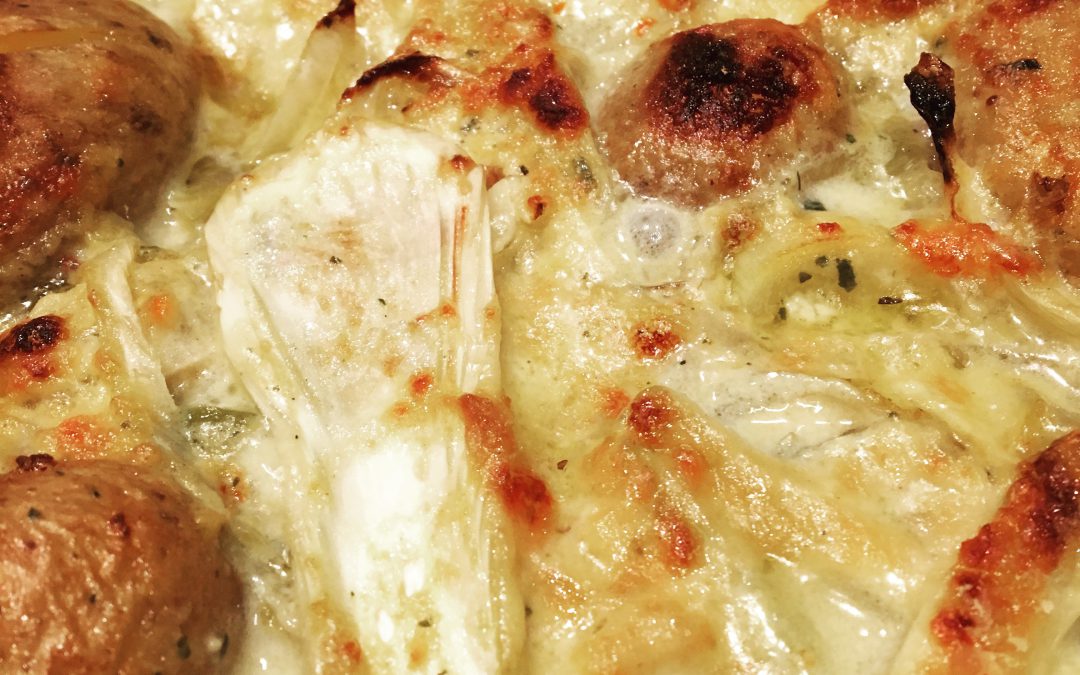 Gratinierter Fenchel mit Kartoffeln mit Hefeflocken