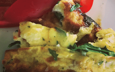 Eieromelette mit Tomaten, Mozzarella und Rucola